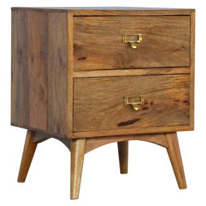 Nordic Style Brass Metal Slot Bedside with Two Drawers