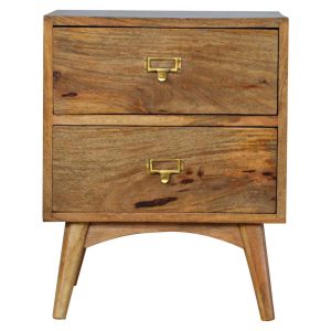 Nordic Style Brass Metal Slot Bedside with Two Drawers