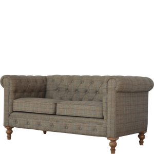 IN075 - Multi Tweed 2 Seater Chesterfield Sofa-