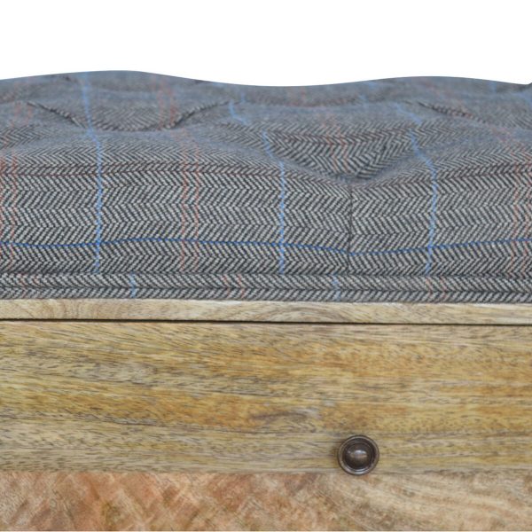 Shoe Storage Bench Upholstered in Multi Tweed