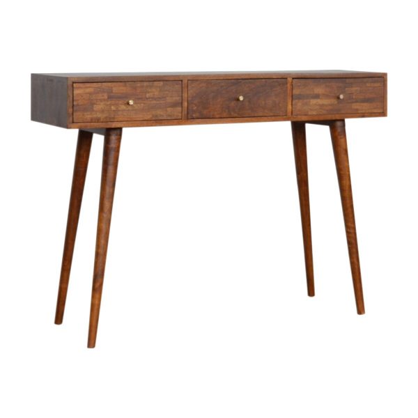 Artisan 3 Drawer Mixed Chestnut Console Table Mango Wood