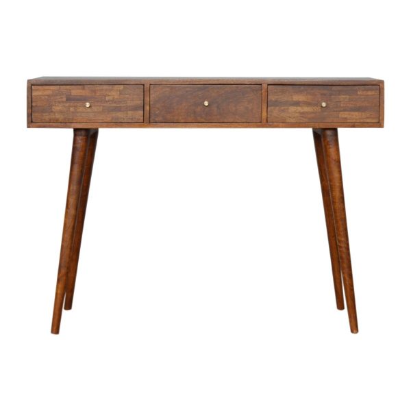 Artisan 3 Drawer Mixed Chestnut Console Table Mango Wood