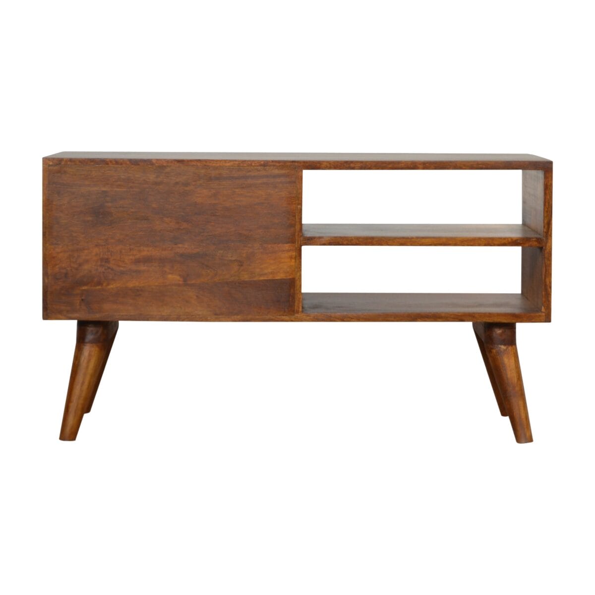 Artisan Retro Assorted Dark Mango Wood Media Stand Chestnut 85cm