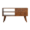 Artisan Retro Assorted Dark Mango Wood Media Stand Chestnut 85cm
