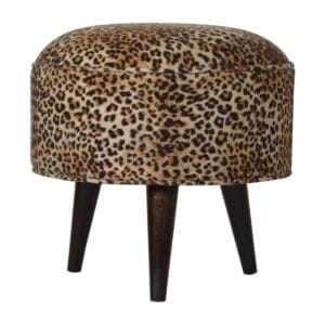 IN1016 - Round footstool with leopard print velvet-IN1016-