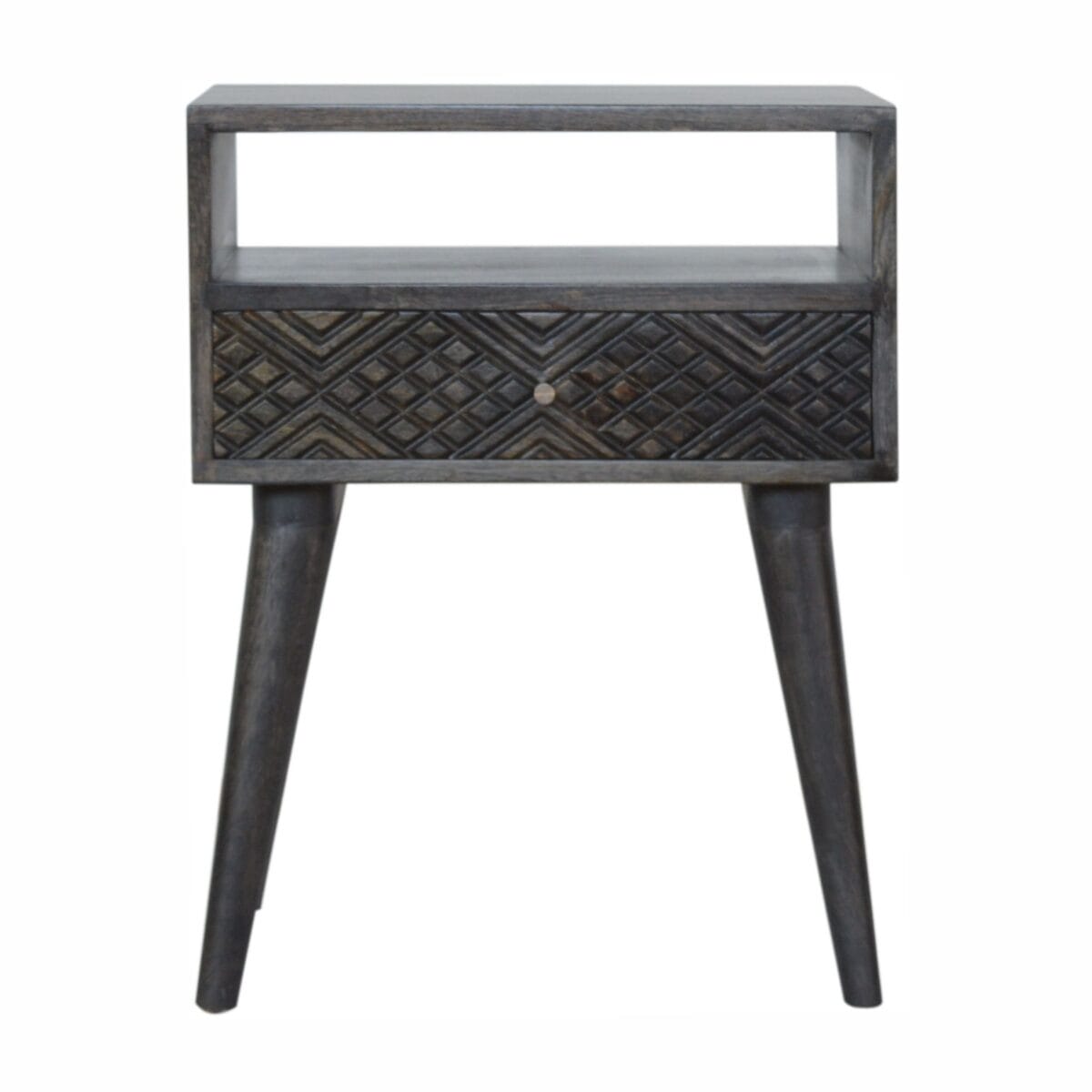 IN1045 - Ash Black Carved Drawer Bedside-