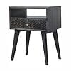IN1045 - Ash Black Carved Drawer Bedside-IN1045