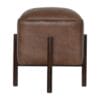 IN1153 - Brown Leather Footstool with Solid Wood Legs-IN1153-
