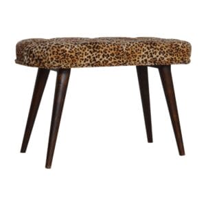 IN1272 - Leopard Print Cotton Velvet Deep Button Bench-