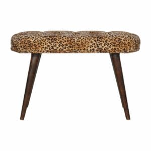 IN1272 - Leopard Print Cotton Velvet Deep Button Bench-IN1272-