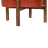 IN1372 - Brick Red Velvet Footstool with Solid Wood Legs-