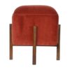 IN1372 - Brick Red Velvet Footstool with Solid Wood Legs-IN1372-