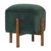 IN1373 - Emerald Velvet Footstool with Solid Wood Legs-IN1373