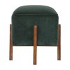 IN1373 - Emerald Velvet Footstool with Solid Wood Legs-IN1373-
