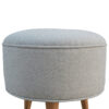 IN140 - Round Grey Tweed Footstool-