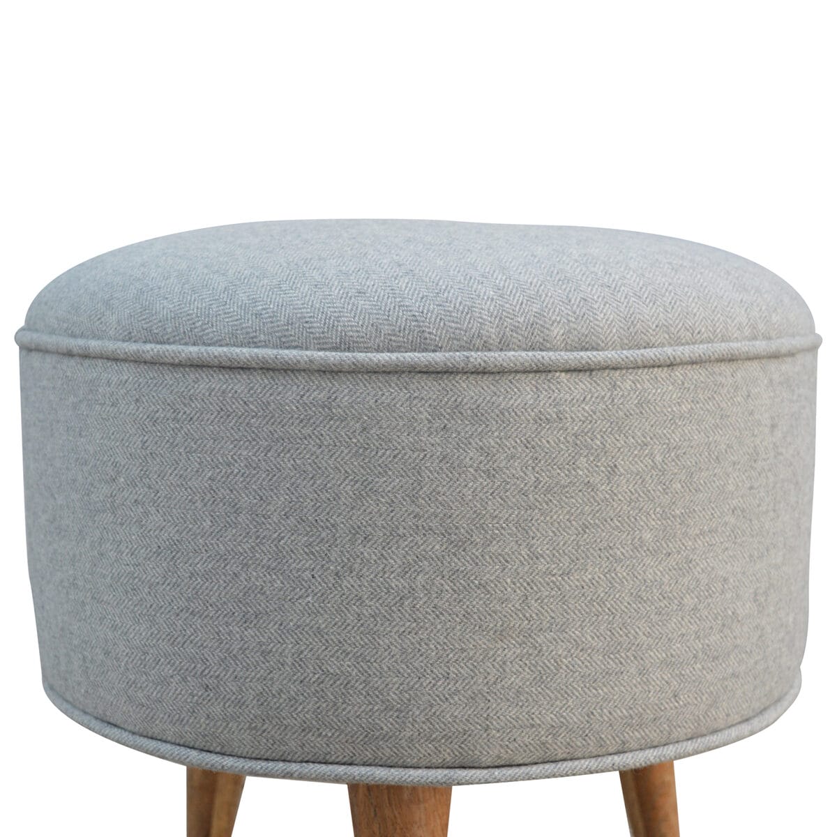 IN140 - Round Grey Tweed Footstool-