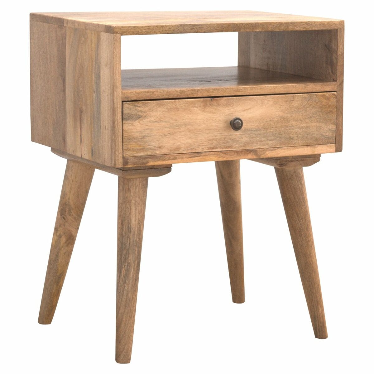 IN143 - Modern Solid Wood Bedside with Open Slot-