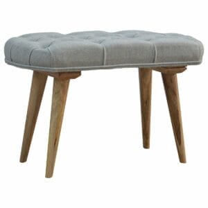 IN145 - Nordic Style Bench with Deep Buttoned Grey Tweed Top-