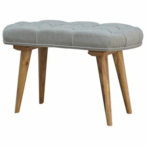 IN145 - Nordic Style Bench with Deep Buttoned Grey Tweed Top-IN145