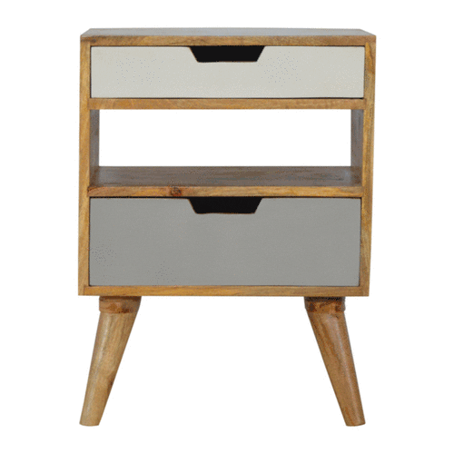 Nordic Style Grey 2 Drawer Cut-out Bedside