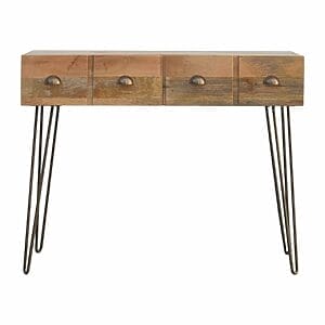 IN236 - Solid Wood 4 Drawers Console Table with Iron Base-IN236-