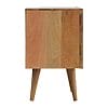 2 Drawer Solid Wood Line Carved Bedside with Nordic Style Legs