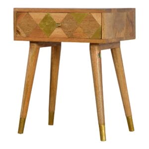 IN260 - Oak-ish Gold Brass Inlay Bedside-