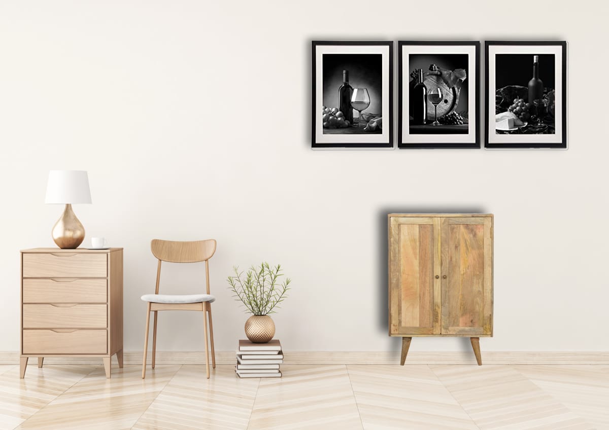 2 Door Solid Wood Wine Bar Cupboard