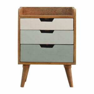 IN277 - 3 Drawer Bedside with Green Handpainted Drawers