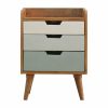 IN277 - 3 Drawer Bedside with Green Handpainted Drawers