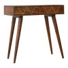 IN283 - Gold Geometric Print Chestnut Console Table-