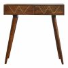 IN283 - Gold Geometric Print Chestnut Console Table-IN283-