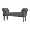 IN286 - Black Tweed Bench with Turned Feet-