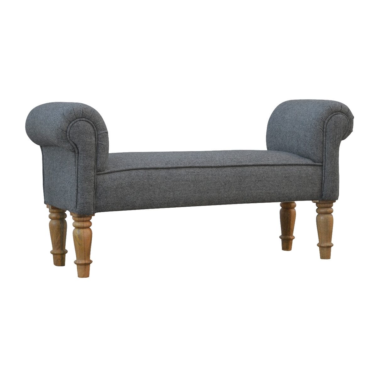 IN286 - Black Tweed Bench with Turned Feet-IN286