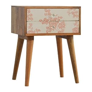 IN294 - Pink Floral Screen Printed Bedside-