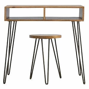 IN301- Solid Wood & Iron Base Writing Desk with Stool-IN301-