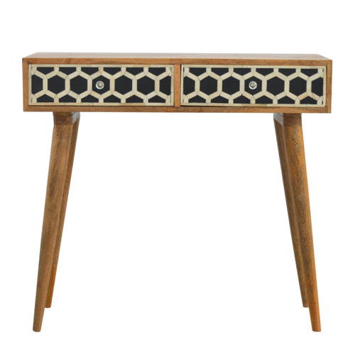 Artisan Console Table Bone Inlay Drawer Fronts