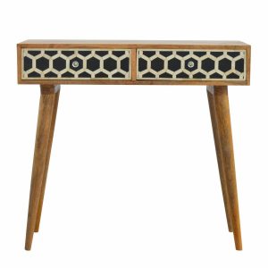 Artisan Console Table Bone Inlay Drawer Fronts