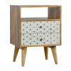 IN356 - Geometric Screen Printed Bedside with Open Slot-