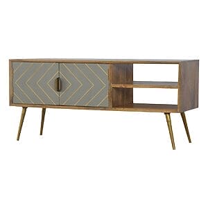 IN373 - Sleek Cement Brass Inlay Media Unit-