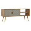 IN373 - Sleek Cement Brass Inlay Media Unit-IN373