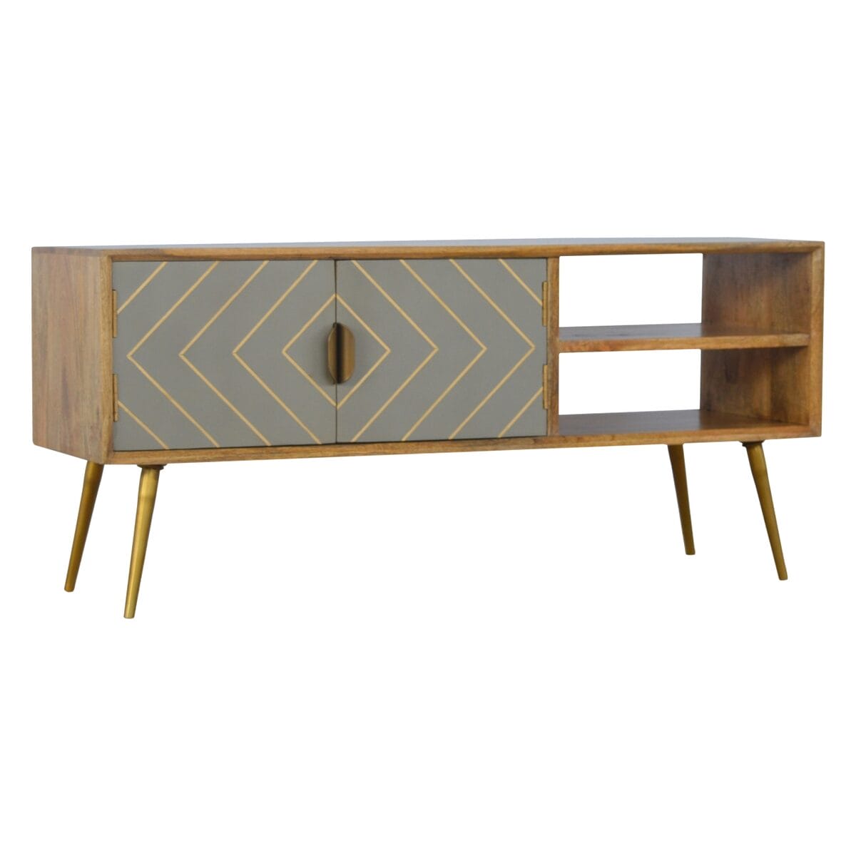 IN373 - Sleek Cement Brass Inlay Media Unit-IN373