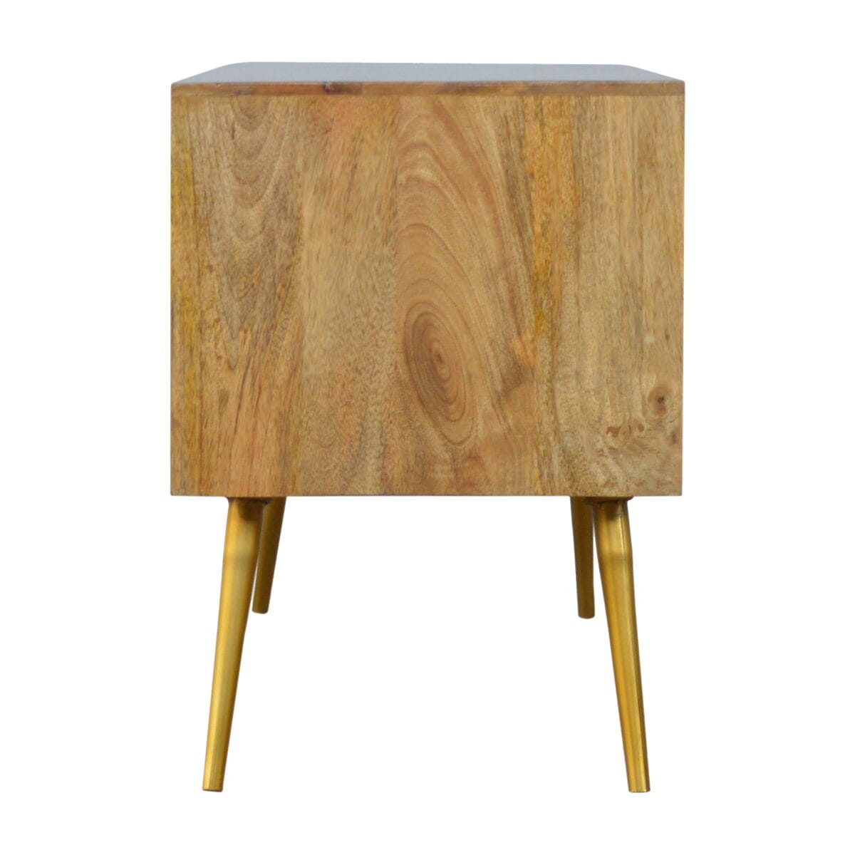 Open Nordic Style Media Unit with 2 Cement Brass Inlay Doors