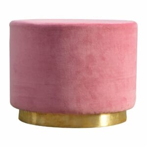 IN426 - Dusty Pink Velvet Footstool with Gold Base-IN426-