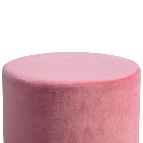 Round Dusty Pink Velvet Footstool with Gold Base
