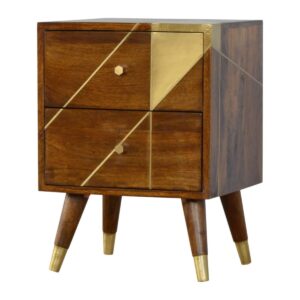 IN430 - Gold Geometric Chestnut Bedside-