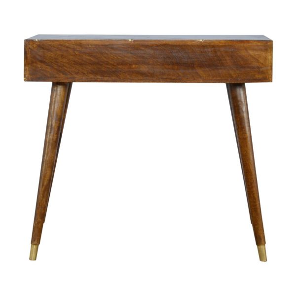 Nordic Style Chestnut Writing Desk with Gold Detailing