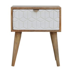 White Painted Geo Bedside