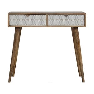IN448 - Sleek White Carved Console Table-IN448-