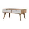 IN449 - Sleek White Carved Coffee Table-IN449